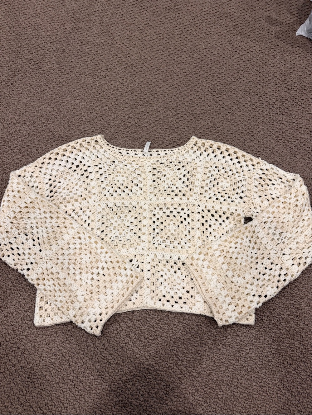 Cream Crochet Long Sleeve Top